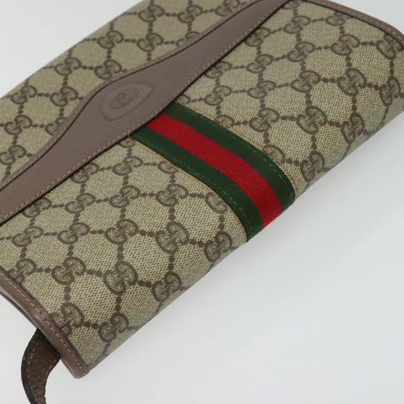 GUCCI GG Supreme Web Sherry Line Bag PVC Beige Gold 001 113 6862 Auth ep8510 - Picture 6 of 16